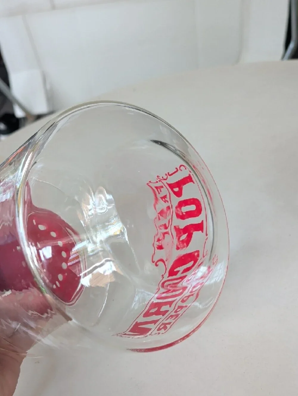 Williams Sonoma Fresh Popcorn Popper Clear Glass Jar with Red Graphic